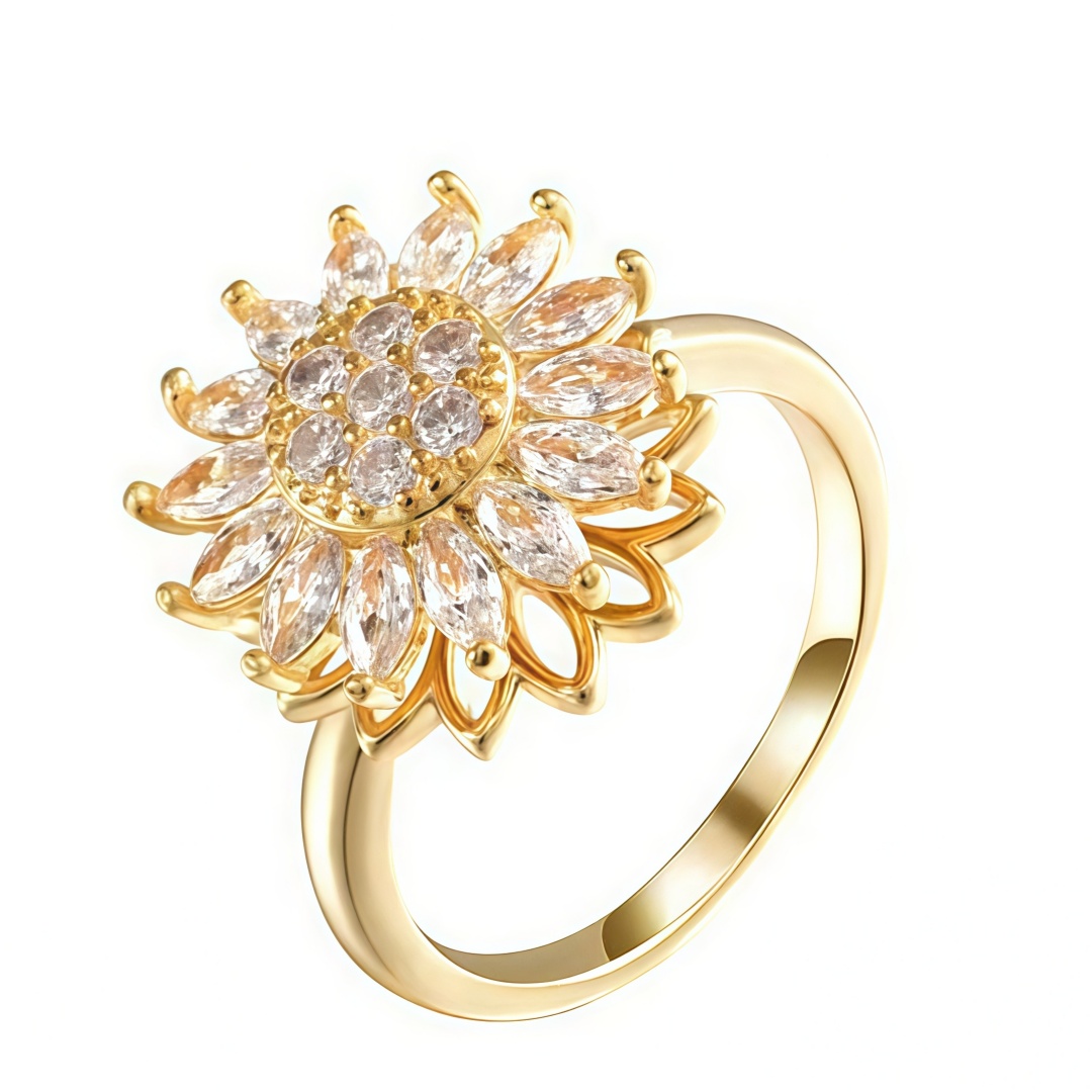 Rotatable Sunflower Rings Anti Stress Anxiety Fidget Adjustable Open Rings